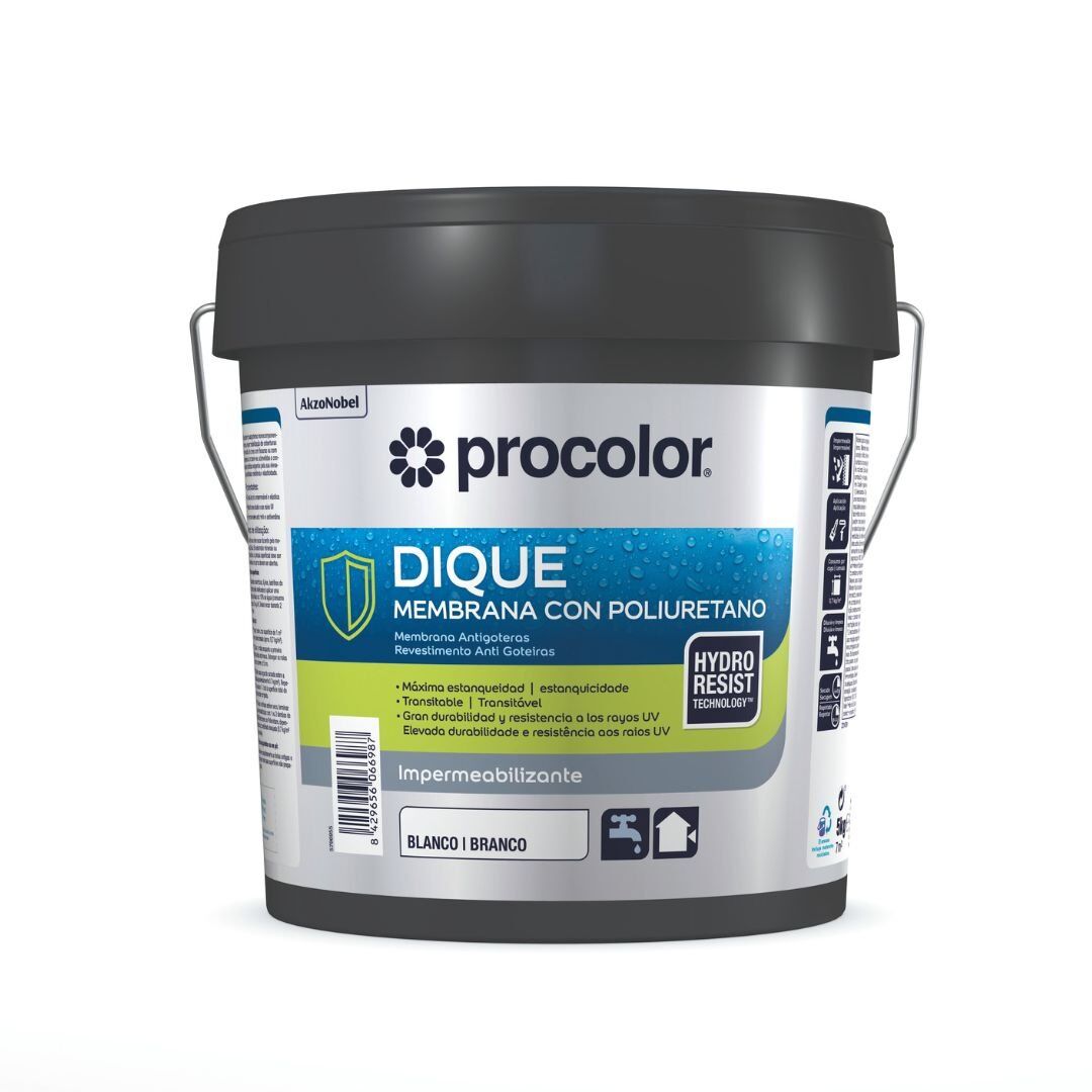 Dique Membrana com Poliuretano PROCOLOR – Membrana Impermeabilizante com Tecnologia Hydroresist para Coberturas Exteriores – Garantia de Durabilidade